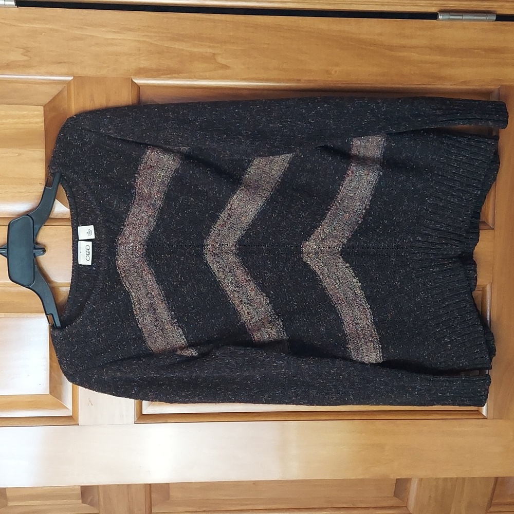 * Cato Black Tweed and Shiny Champagne Sweater, Size Large, Excellent Condition